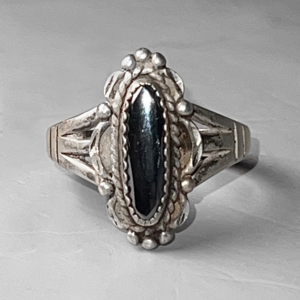 Vintage Silver & Hematite Ring